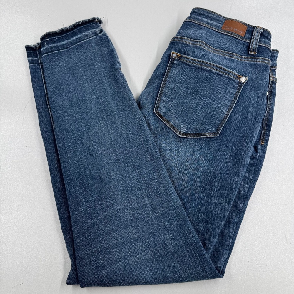 Judy Blue Los Angeles Skinny Fit Jeans WOMENS Blue Medium Wash Released Hem 9/29 - Picture 1 of 15